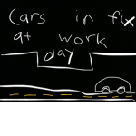 Cars in fix on work day