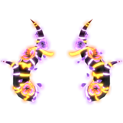 🎃GLOW Halloween Rose Bow Horns Purple Orange Roblox item