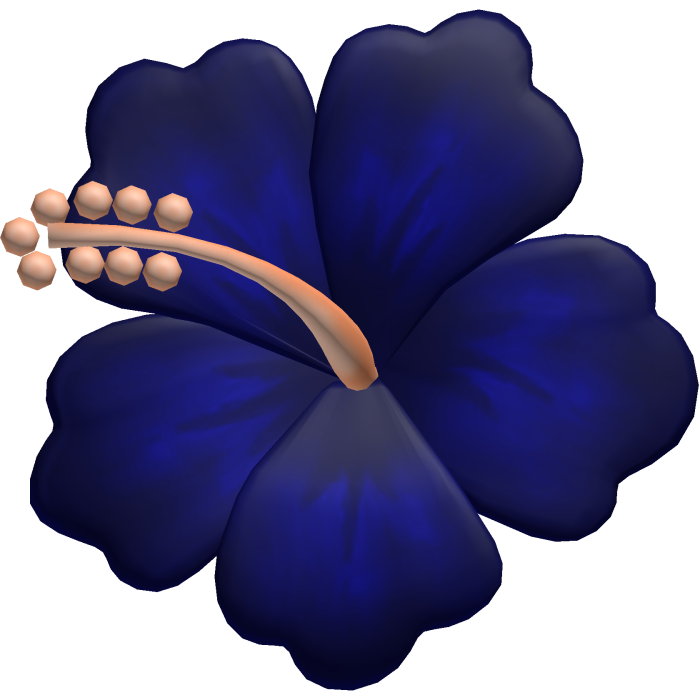 Dark Blue Kawaii Tropical Hibiscus Flower Hairclip