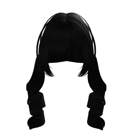 low curly pigtails black Roblox item