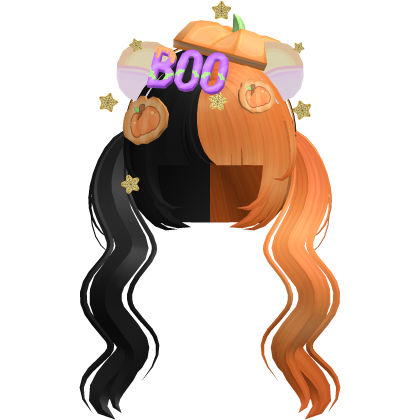 halloween kawaii bear black and orange pigtails Roblox item