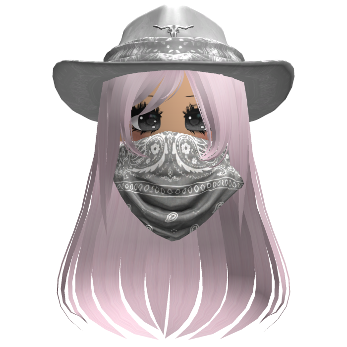 White Cowgirl Hat with Mask + Neck Scarf