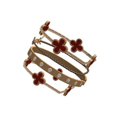 PBR Luxury Shiny Stacked Bracelet Gold Red thumbnail