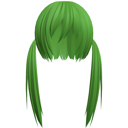 green razor cut low pigtails