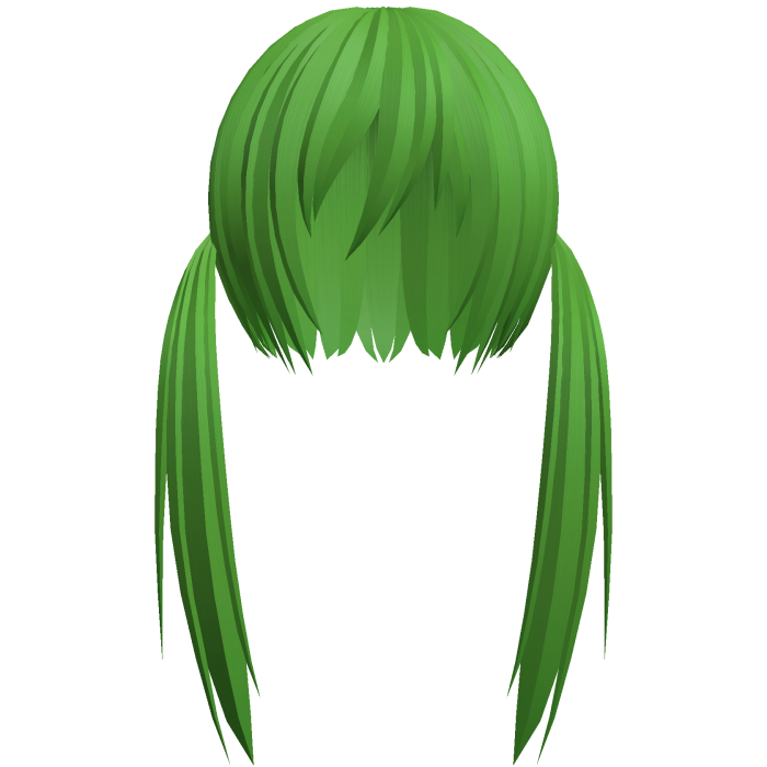 green razor cut low pigtails