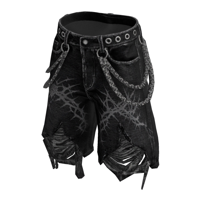 Black Y2K Distressed Shorts w/ Chains