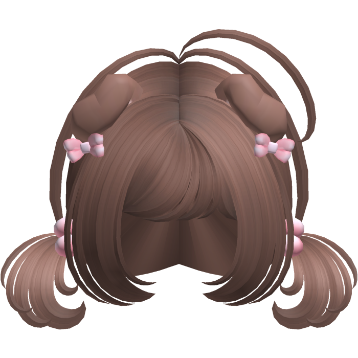 ♡ Cute milktea brown short pigtails w/ puppy ears