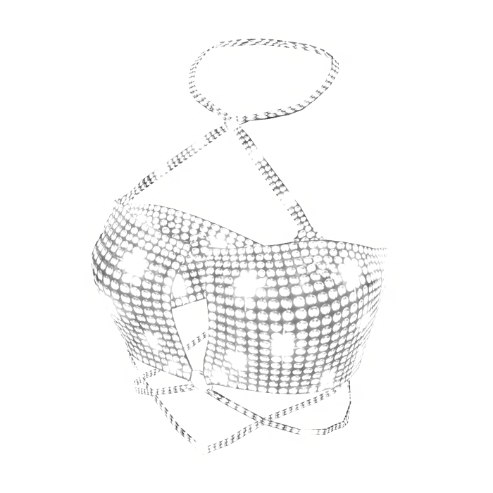 ✅🔴GLOWING White Rhinestone Sparkle Halter Top✅🔴