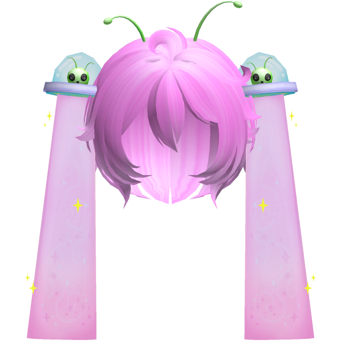 👽 Cute Silly Alien UFO Pigtails Hair in Pink