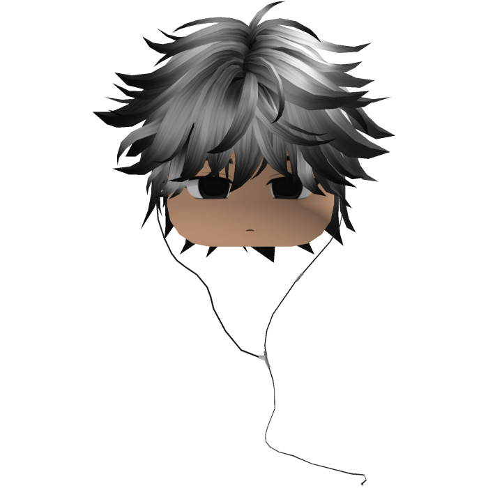Y2K emo boy with headphones, silver black hair