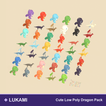 Low Poly Dragon Pack Fire Ice Wyvern x41