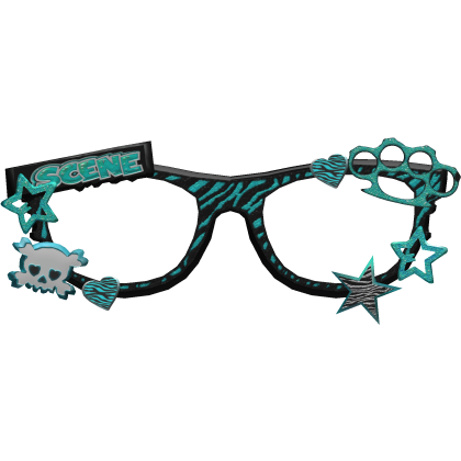 Teal Scene Charm Glasses Brass Knuckle Star Y2K thumbnail