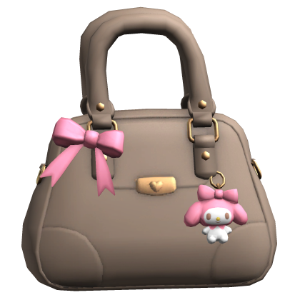 Cute Bow Purse w Kawaii Plushie Taupe