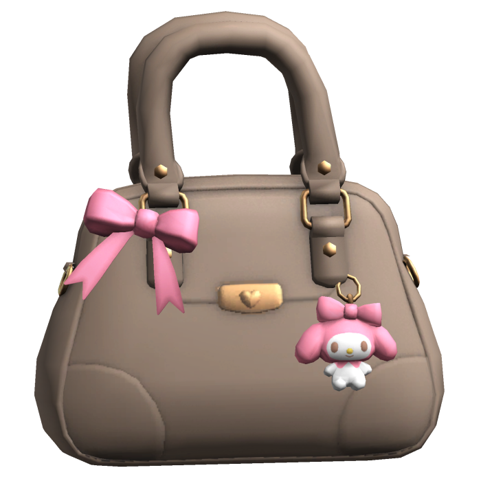 Cute Bow Purse w Kawaii Plushie Taupe