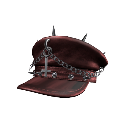 Goth Spiked Cross Chain Captain Hat Red Roblox item