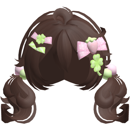 🍀 lucky strawberry clover pigtails in brown