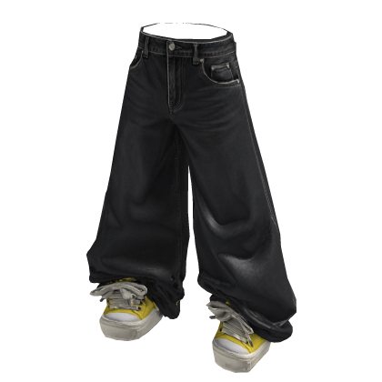 Black Baggy Jeans with Yellow Sneakers 