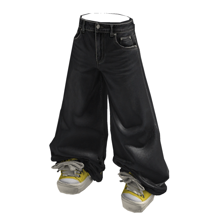 Black Baggy Jeans with Yellow Sneakers 