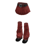 🍀Denim Skirts w Leg Warmers(Red)