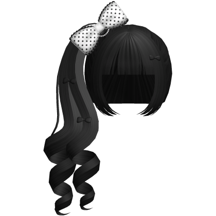 Coquette Side Ponytail Hair Bangs Curly Black Roblox item