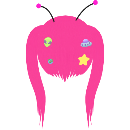 Cute Alien Girl Hair w Stickers - Pink Roblox item