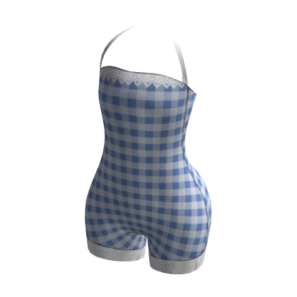 Blue Gingham Romper Jumpsuit thumbnail