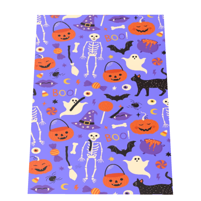 Spooky Purple Halloween Cat Skeleton Pumpkin Cape