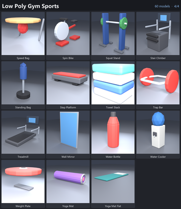 Low Poly Gym Sports Equipment Fitness x60 preview 4