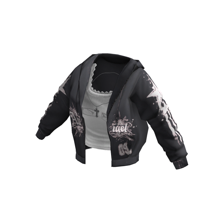 Charcoal Y2K Zip-Up Hoodie w/ Tank Top