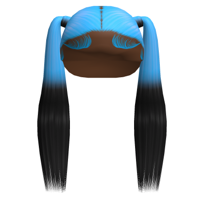 Cute Pigtails Scalp Hair Two Colored In Blue Black Roblox item