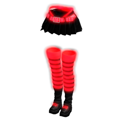 Glowing Emissive Y2K Emo Scene Stripe Skirt Red