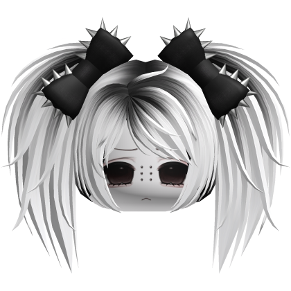 Gothic Moe Vkei White Black Messy Pigtails /w Bows