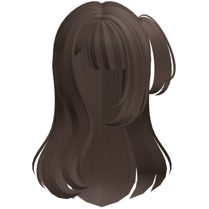 ♡ brown cute wavy long hair w side pigtail & bangs