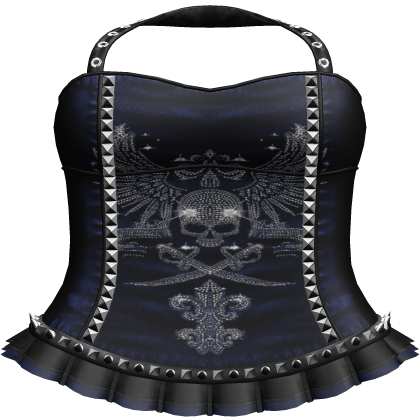 Emo Rhinestone Dress in Blue & Black