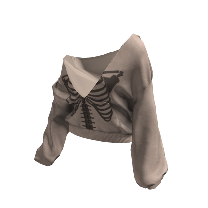 Skeleton Pullover Baggy Hoodie Faded Beige