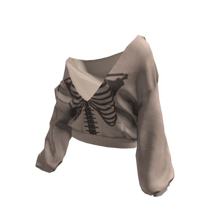Skeleton Pullover Baggy Hoodie Faded Beige