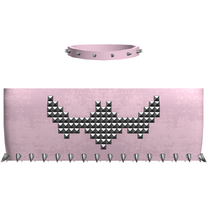 Pink emo studded bat tube top w/ spikes