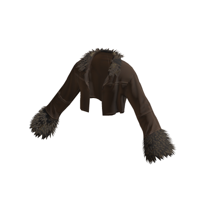 💗Y2K CROPPED FUR TRIM JACKET_BROWN thumbnail