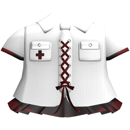 Gothic emo school laced button dress in white red Roblox item