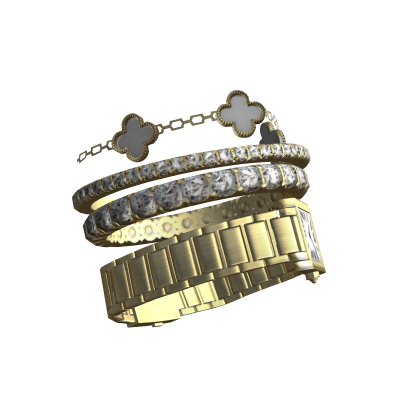 Left Stacked Luxury Gold Clover Bracelet Watch