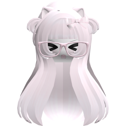 Kawaii Light Purple Long Flowy Hair /w Glasses