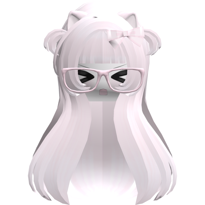 Kawaii Light Purple Long Flowy Hair /w Glasses