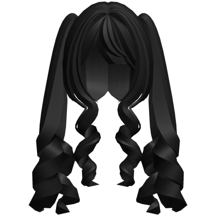 cute moe swirly long black pigtails  Roblox item