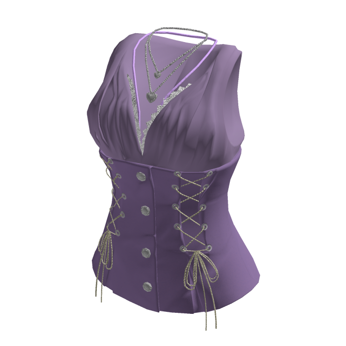 Y2K Vintage Corset Top w/ Heart Necklace (Purple)