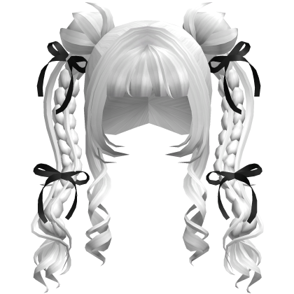 White Girl Hair Pigtails with Ribbons