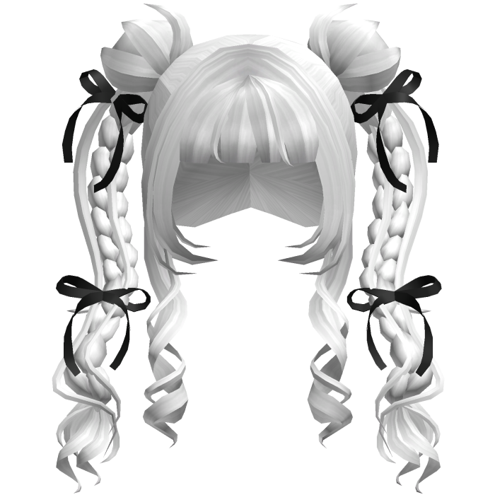 White Girl Hair Pigtails with Ribbons