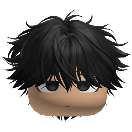 Messy Fluffy Hair w Cute Boy (Black) Roblox item