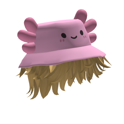 Pink Axolotl Bucket Hat w/ Messy Hair (Blond)