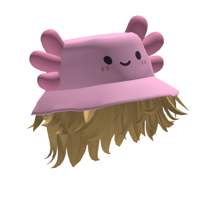 Pink Axolotl Bucket Hat w/ Messy Hair (Blond)