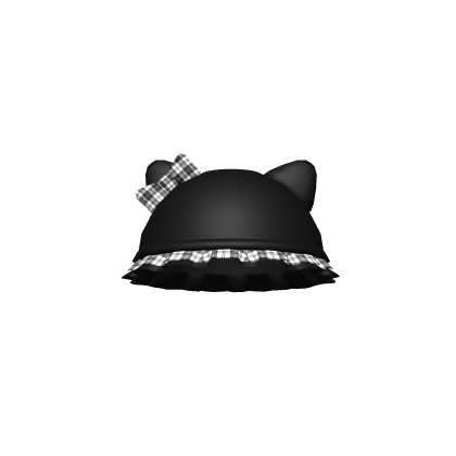 cute black plaid ruffled cat hat